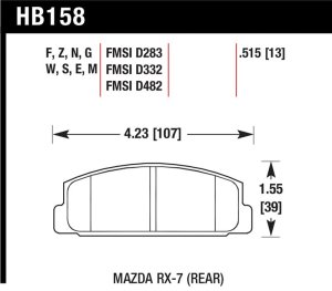 Mazda 6 Brake Pad Set - Rear - Hawk Performance - Blue 9012 - `03-`05 Mazda 6 Brake Pad Set - Rear - Hawk Performance - Blue 9012 - `03-`05